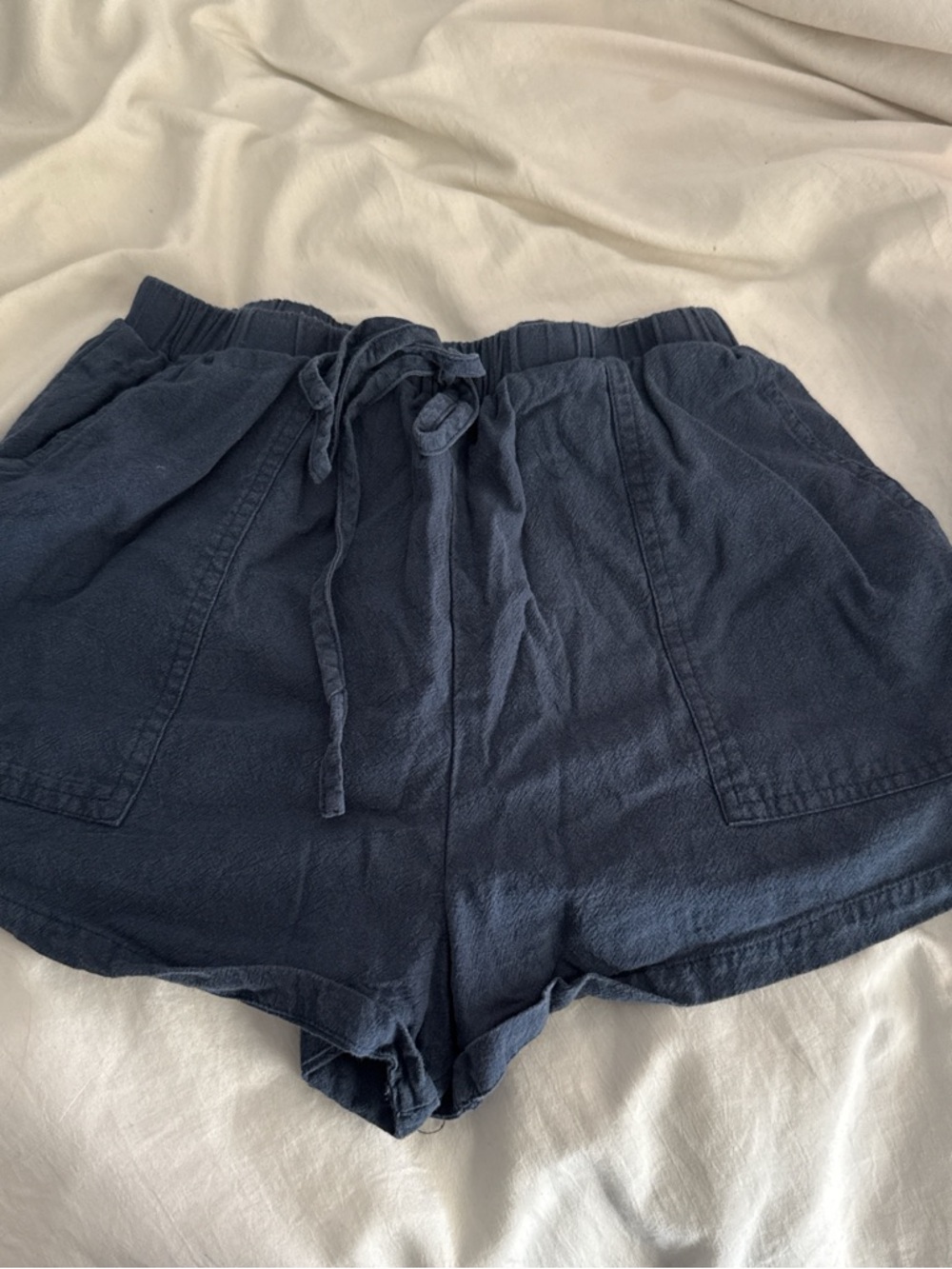 SHEIN Navy Elastic Waist Drawstring Shorts